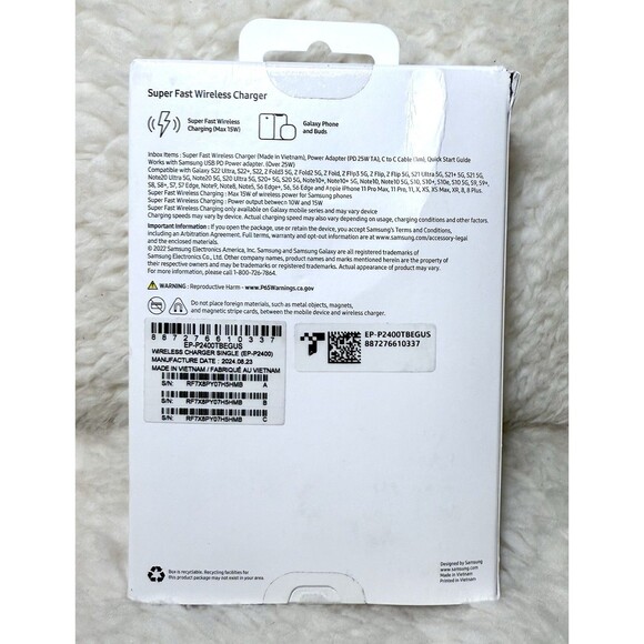 Samsung 15W Fast Wireless Charger Single with Power Adapter - NEW - Picture 3 of 3